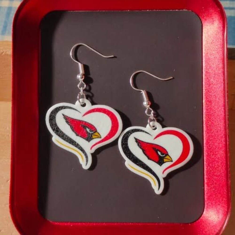 Arizona Cardinals Fan Art Earrings or Charms